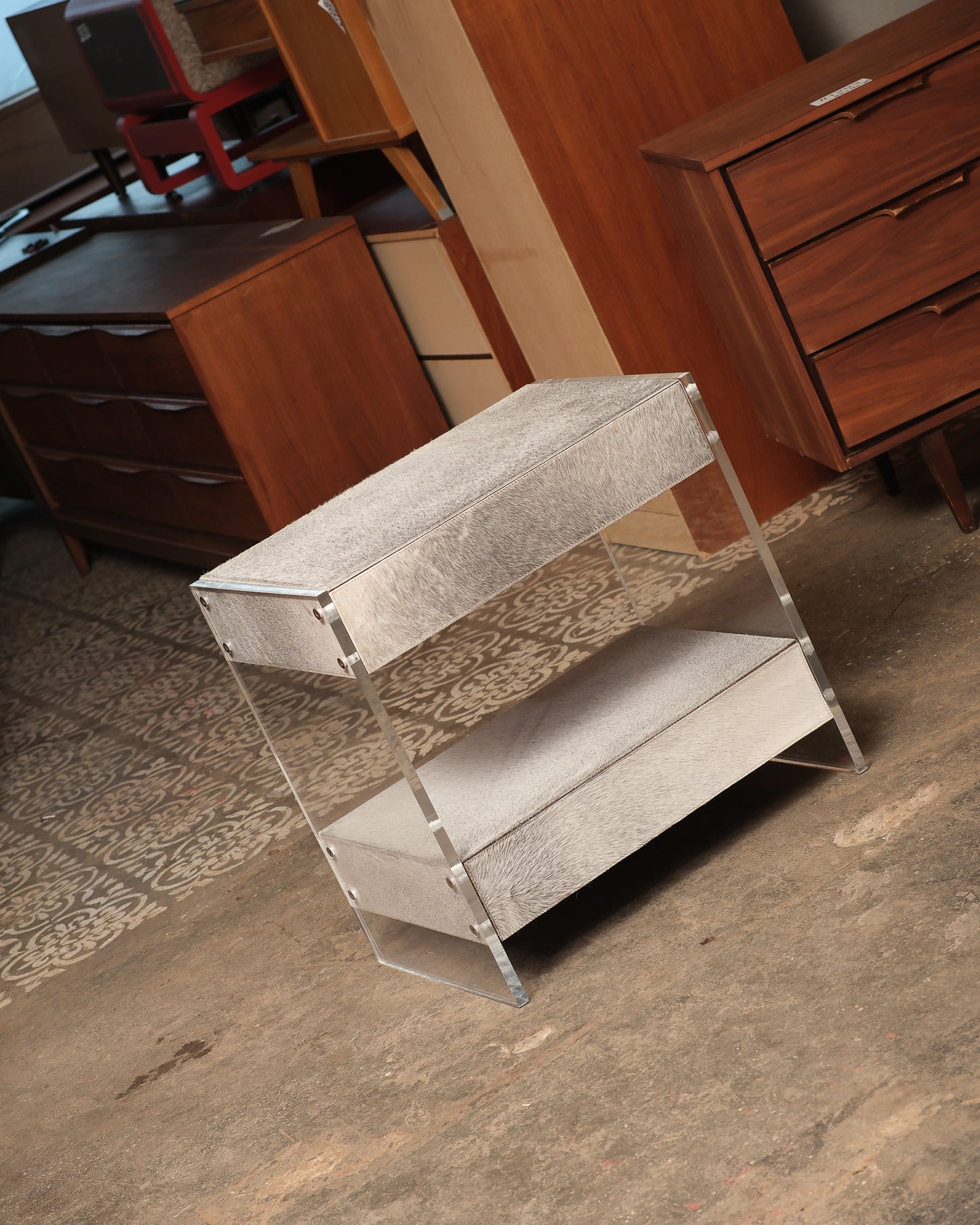 Bedside Chest in Natural Hide with Acrylic By Interlude Home