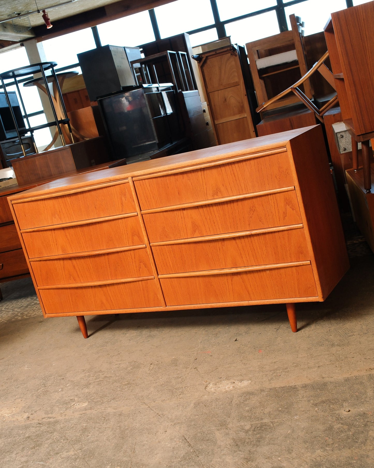 MCM Teak Eight Drawer Dresser