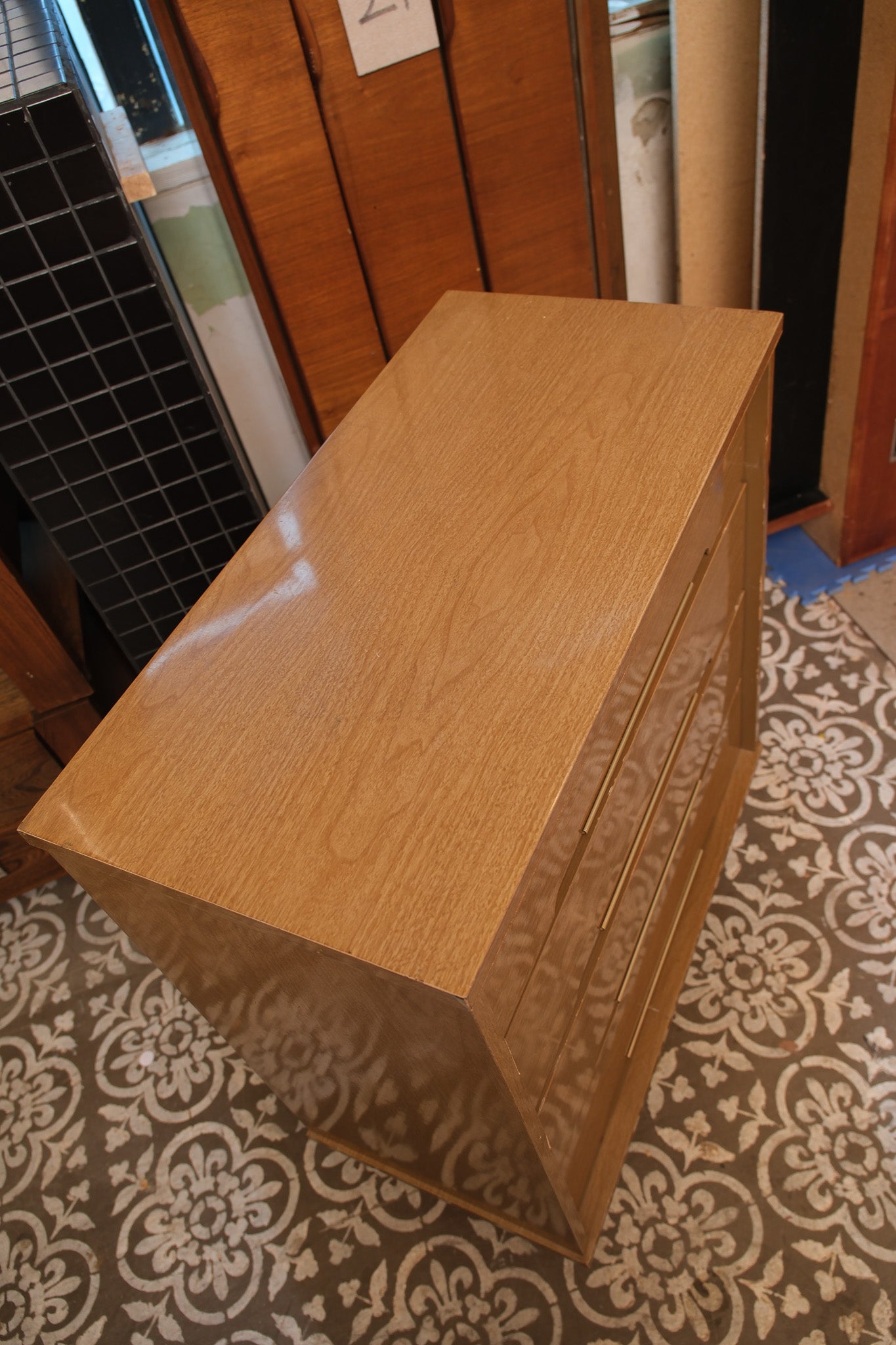 MCM Walnut Tallboy Dresser