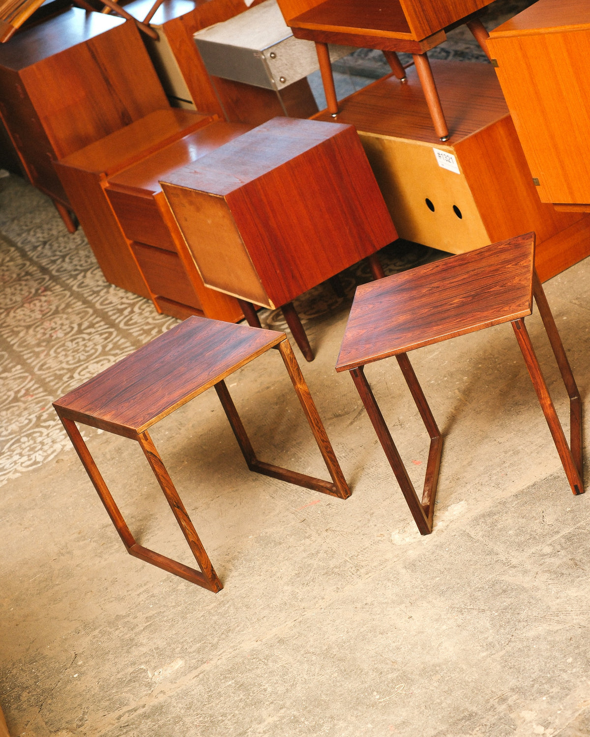Mid-Century Modern Rosewood Side Table Set