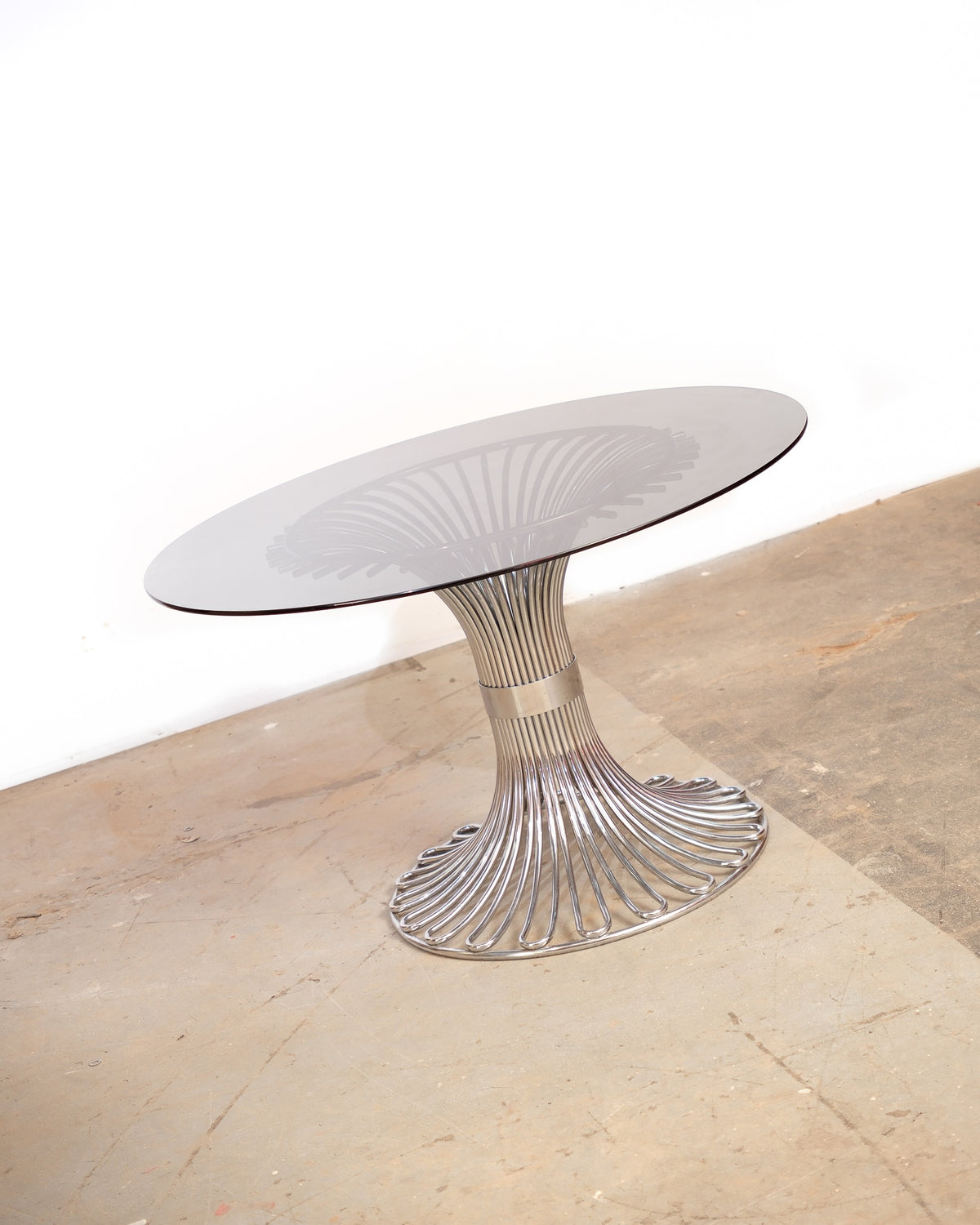 Postmodern Glass Chrome Dining Table by Gastone Rinaldi