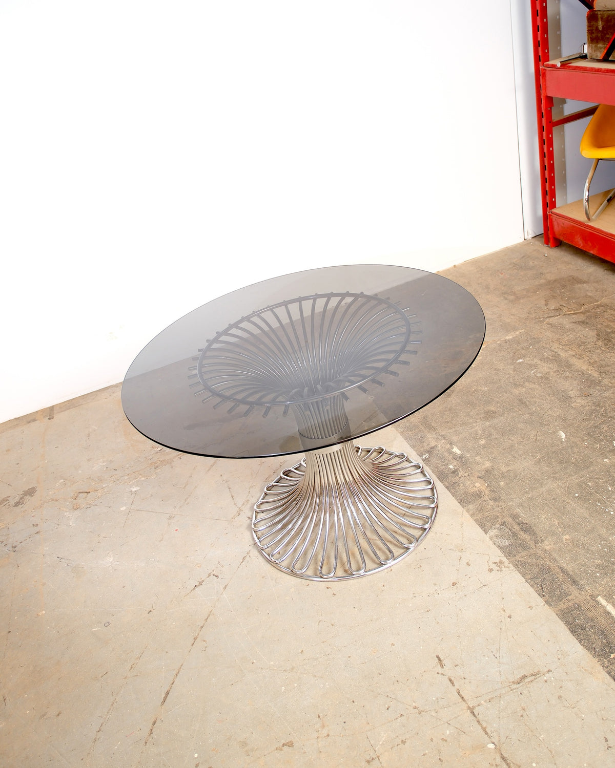 Postmodern Glass Chrome Dining Table by Gastone Rinaldi