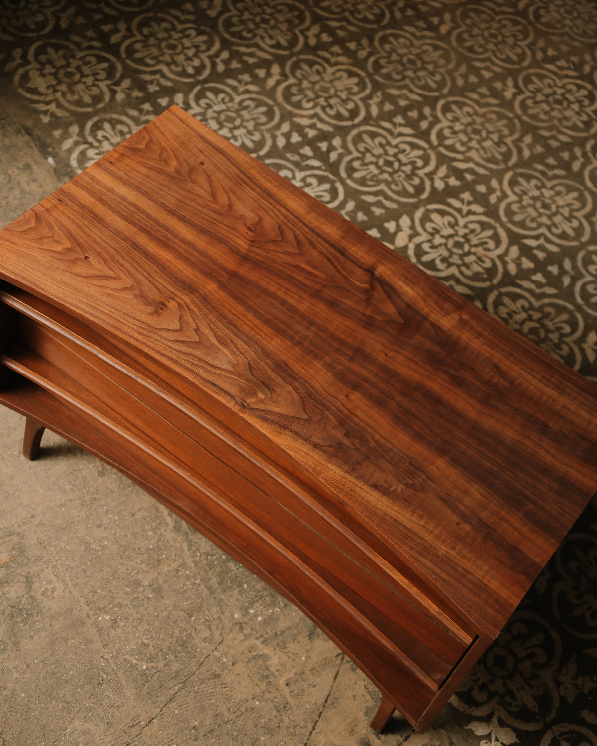 Mid-Century Modern Brutalist Dark Walnut Dresser / Cabinet