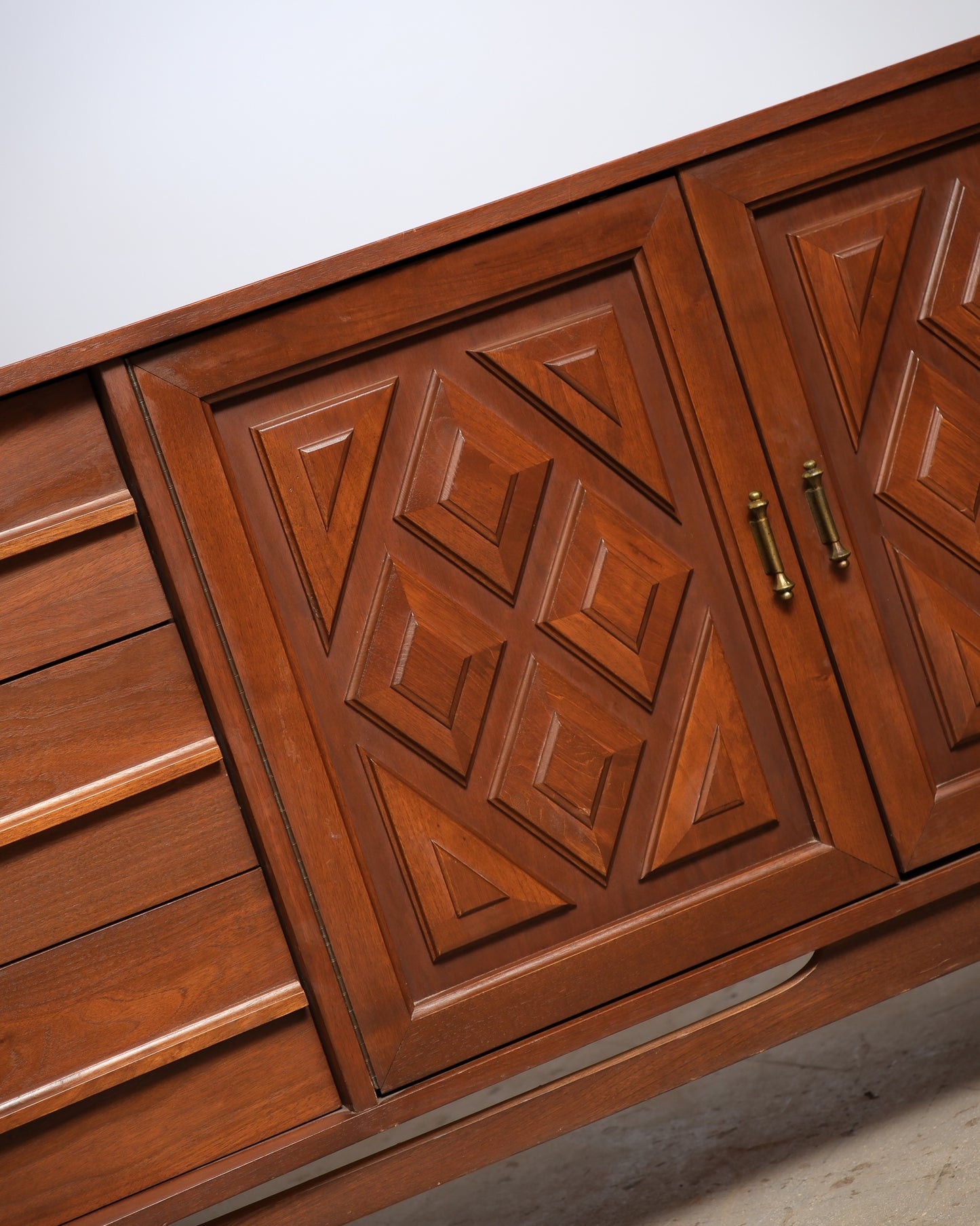 MCM Brutalist Dark Walnut Dresser / Credenza