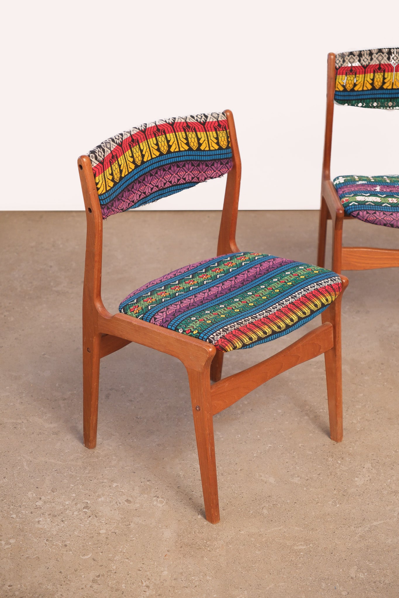 Oriental Upholstery Teak Chair Set