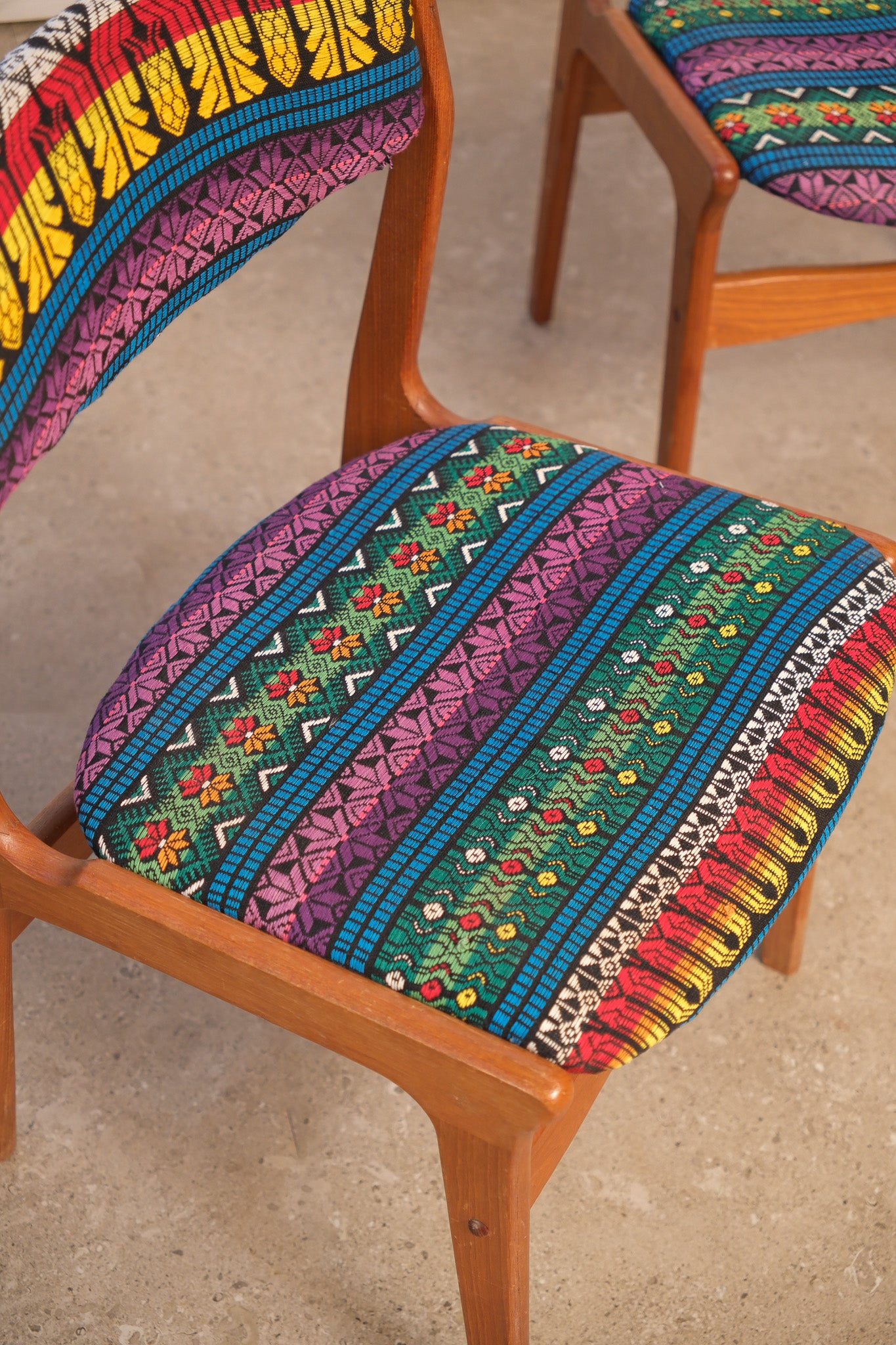Oriental Upholstery Teak Chair Set