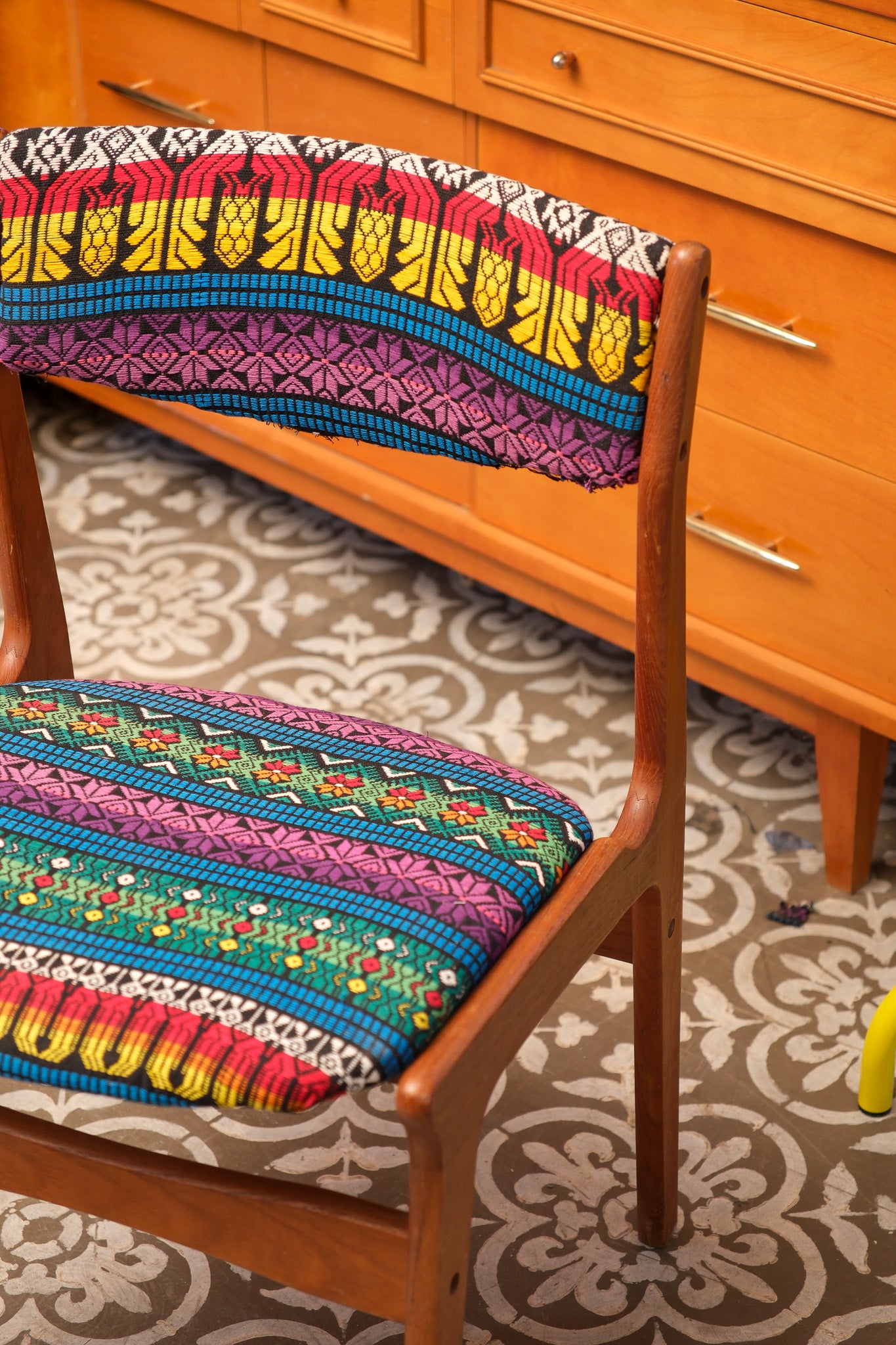 Oriental Upholstery Teak Chair Set