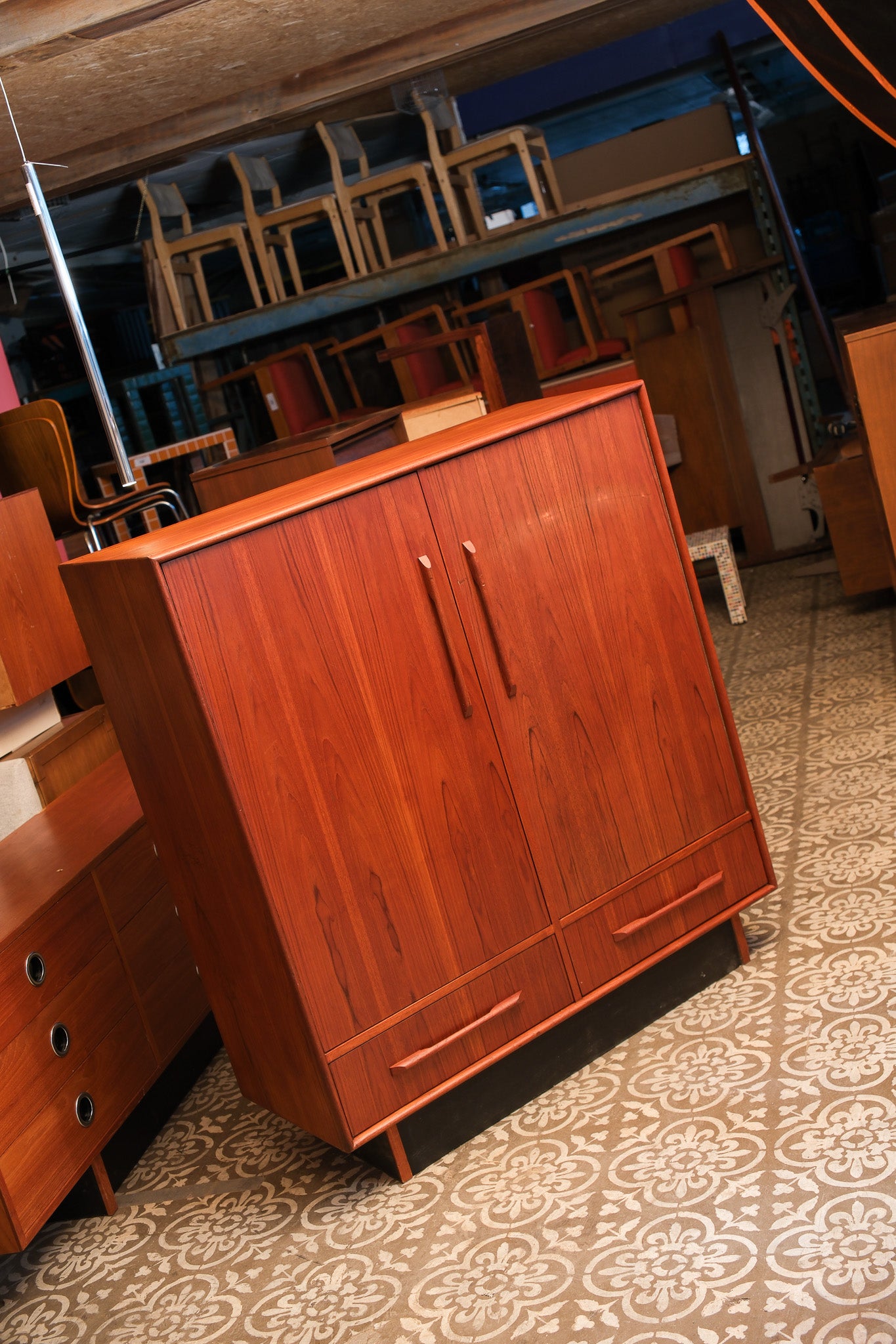MCM Teak Gentleman's Dresser Black Base
