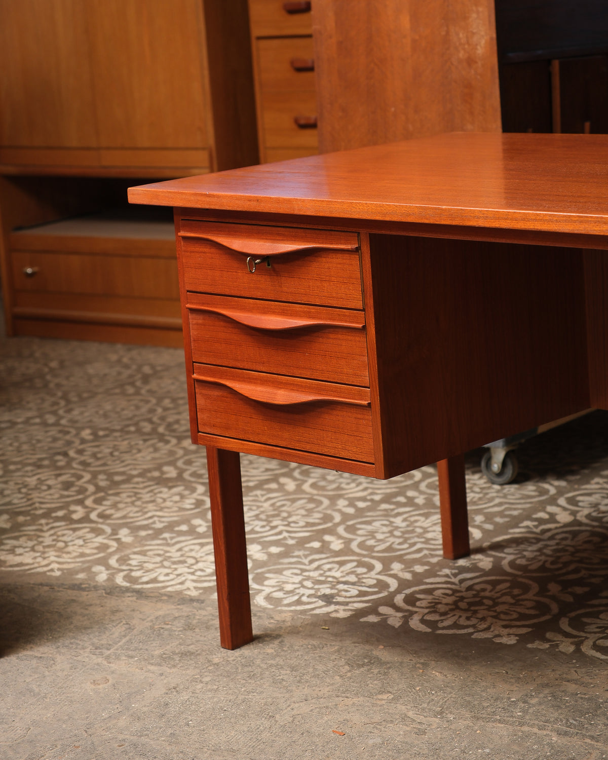 Mid-Century Modern Danish Teak Desk by LYBY Møbler