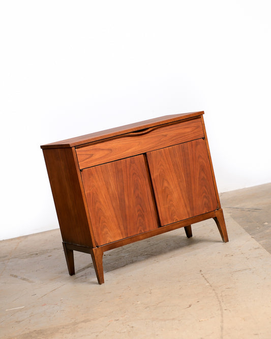 MCM Dark Walnut Cabinet / Vinyl Holder by KF (Restored)