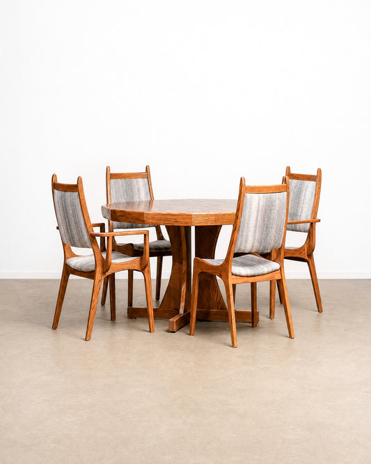MCM Oak Dining Table Set by Nordic Furniture