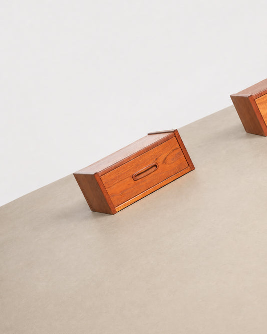 MCM Danish Teak Floating Nightstand Set