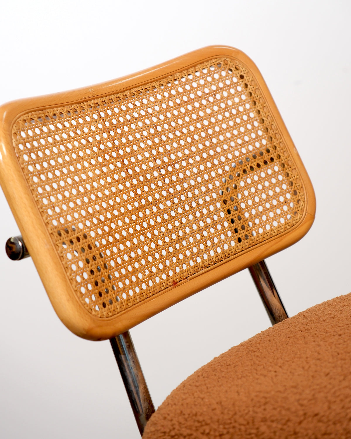 Cesca Chair Set with Camel Brown Bouclé Fabric
