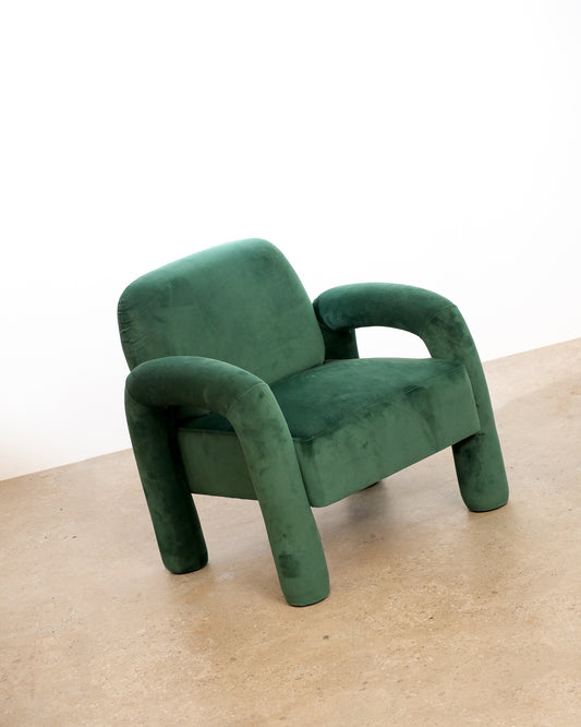Velvet Upholstered Emerald Green Armchair
