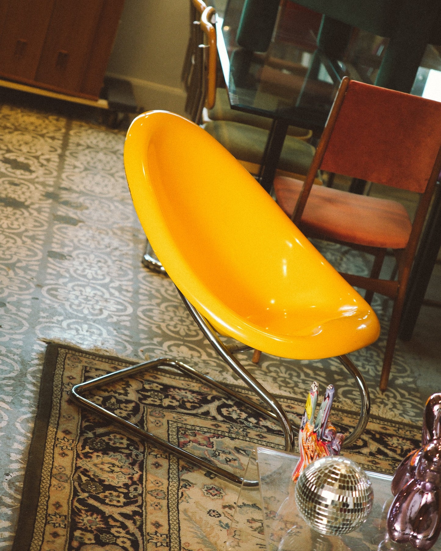 Space Age Chrome Yellow Chair