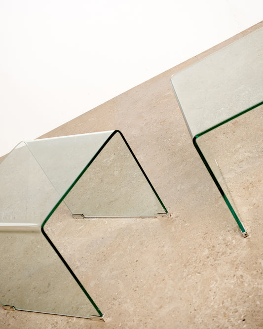 Glass Waterfall Coffee Table / Side Table Set
