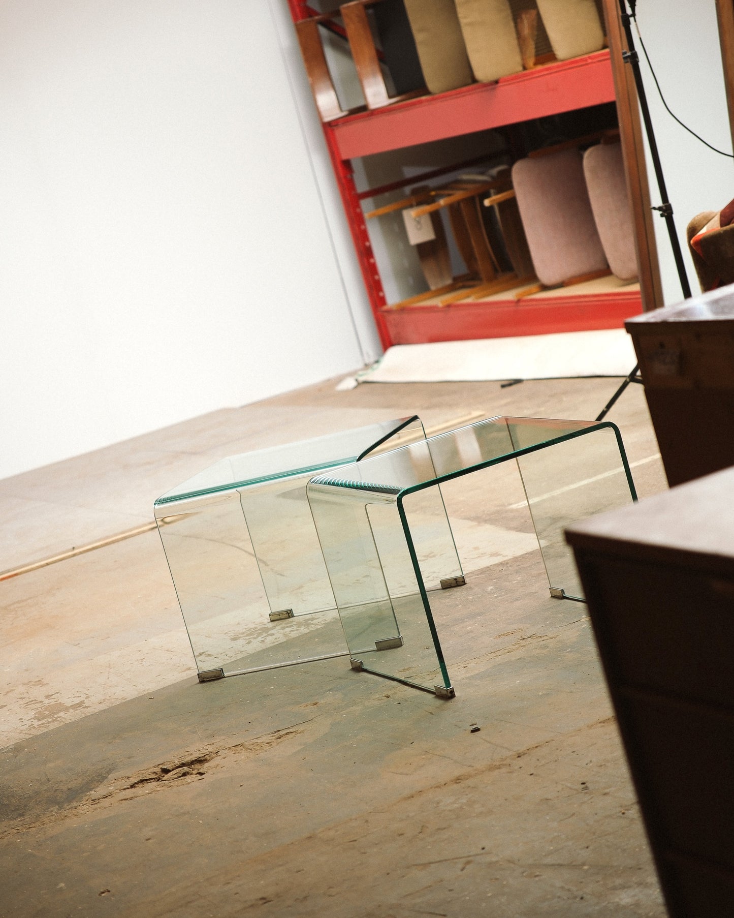 Glass Waterfall Coffee Table / Side Table Set