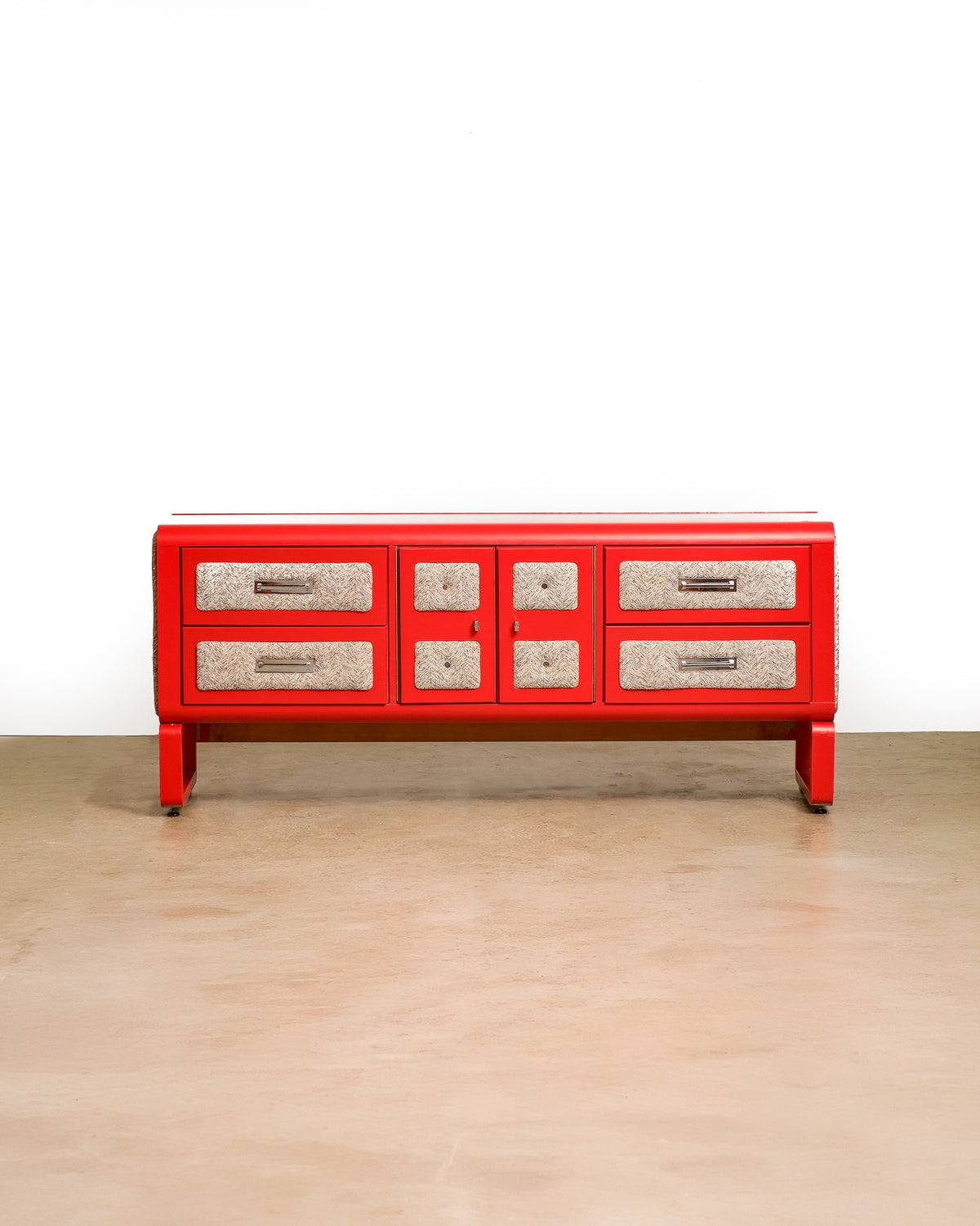 Mid-Century Modern Red Credenza by Princeville