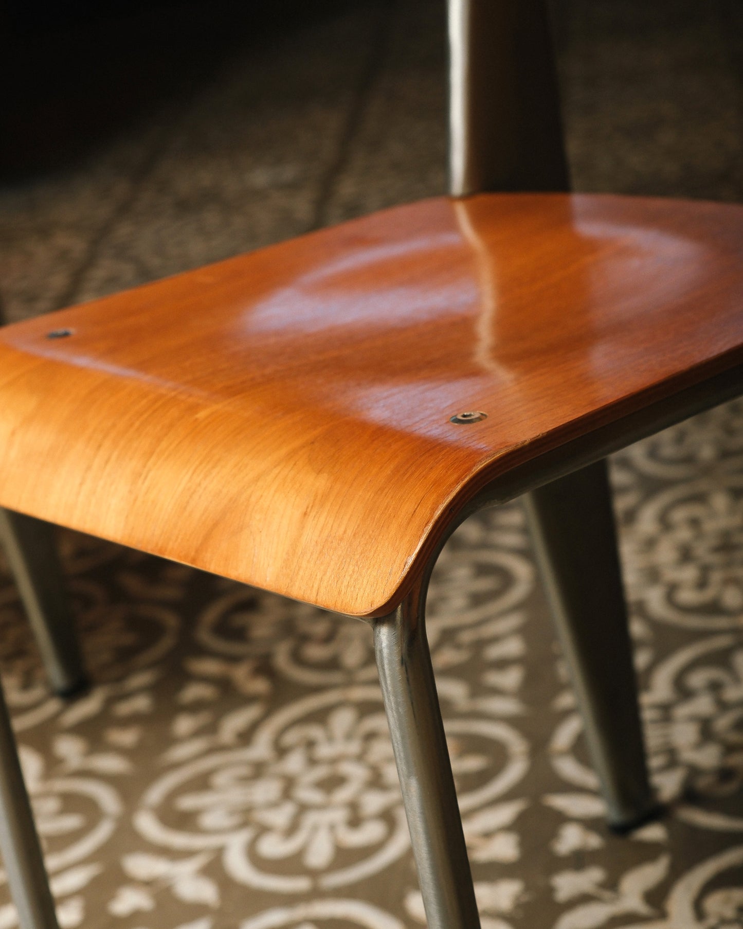 MCM Bentwood Jean Prouvé Style Chair with Brushed Aluminum Frame