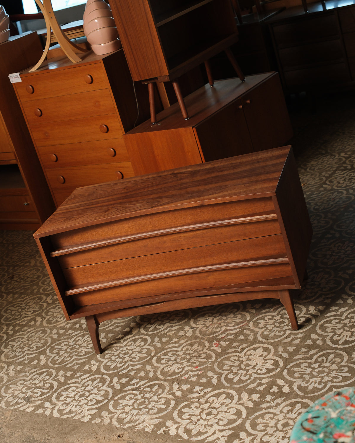 Mid-Century Modern Brutalist Dark Walnut Dresser / Cabinet