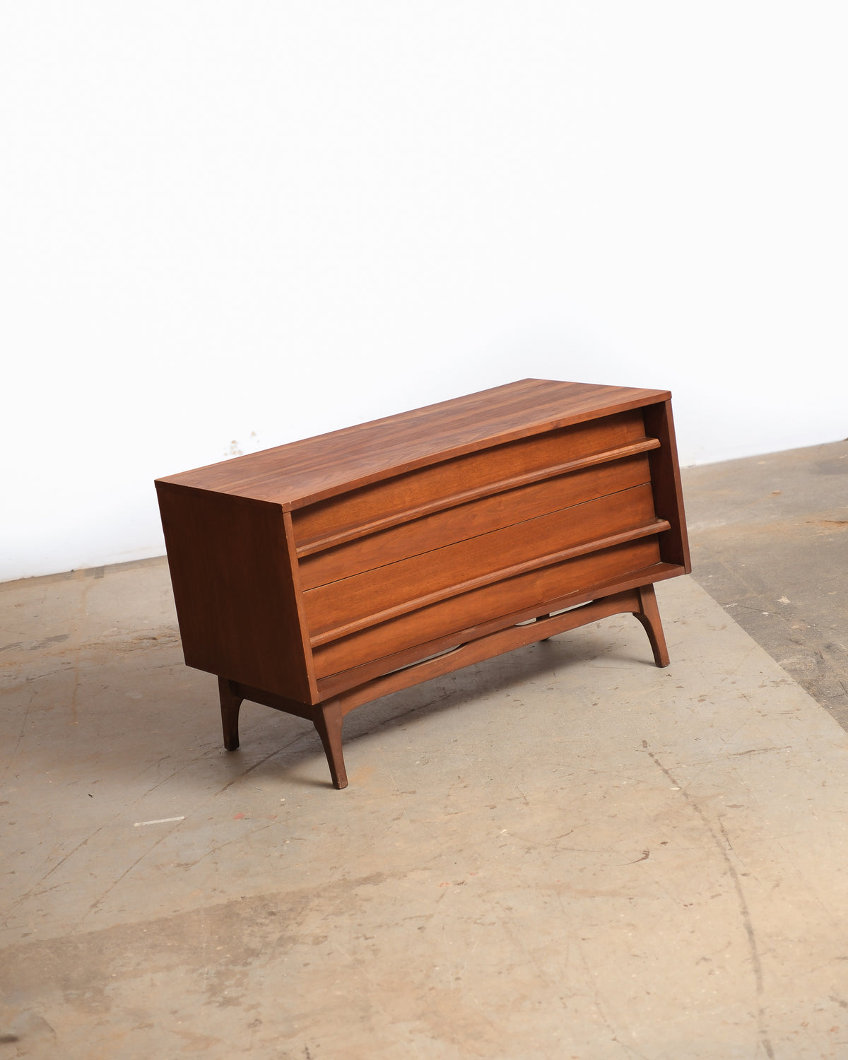 Mid-Century Modern Brutalist Dark Walnut Dresser / Cabinet