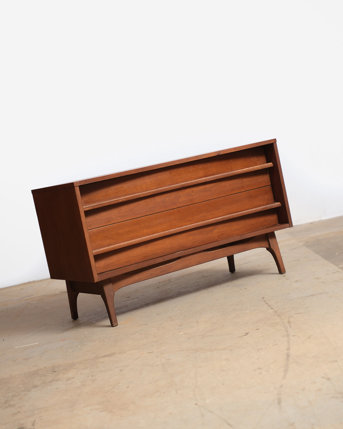 Mid-Century Modern Brutalist Dark Walnut Dresser / Cabinet