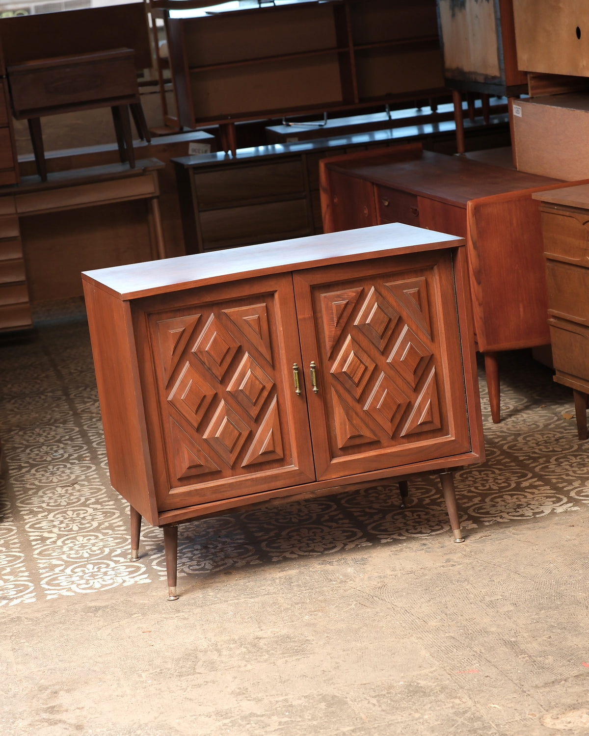 Mid-Century Modern Brutalist Dark Walnut Dresser
