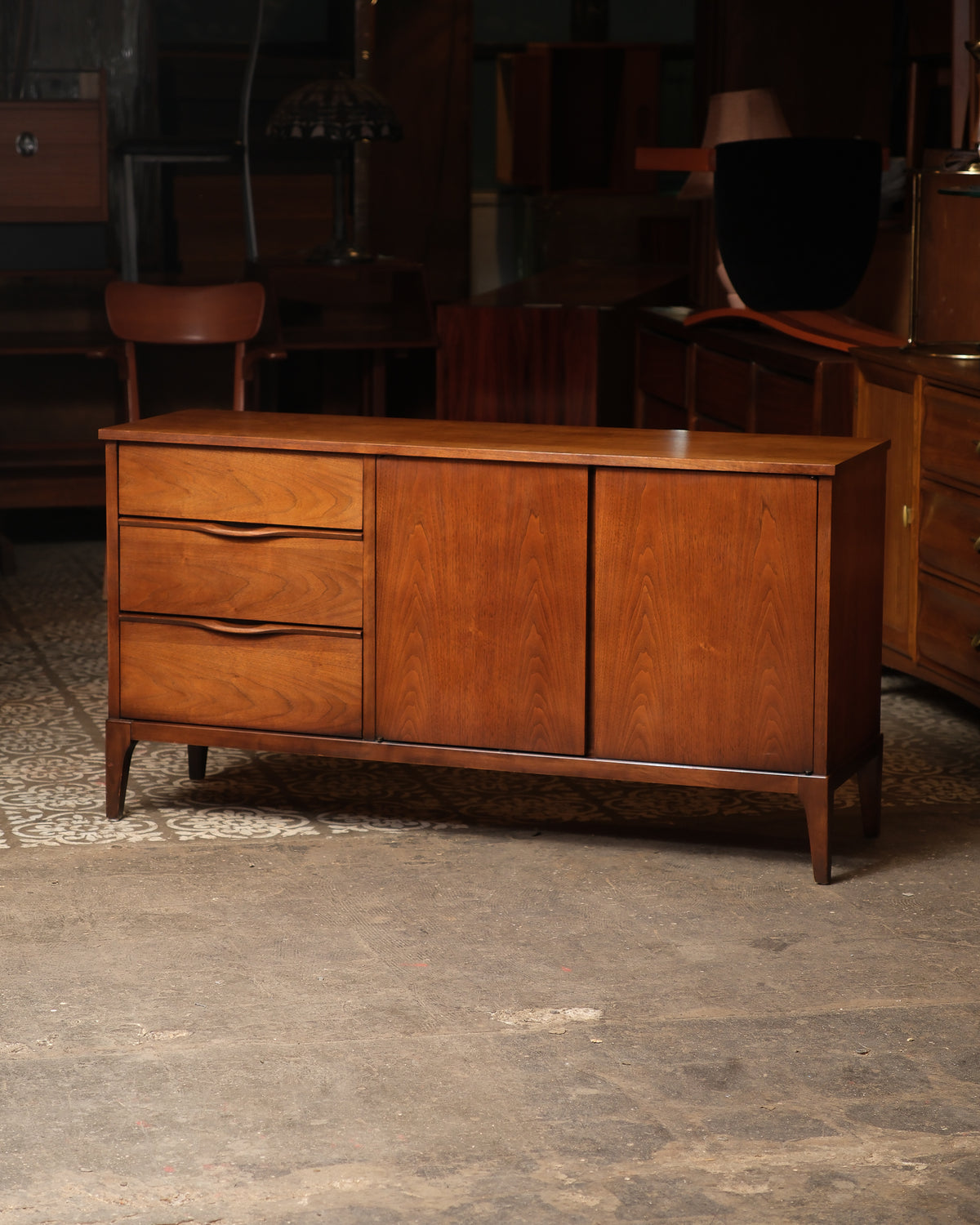 Mid-Century Modern Dark Walnut Sideboard by KF Furniture