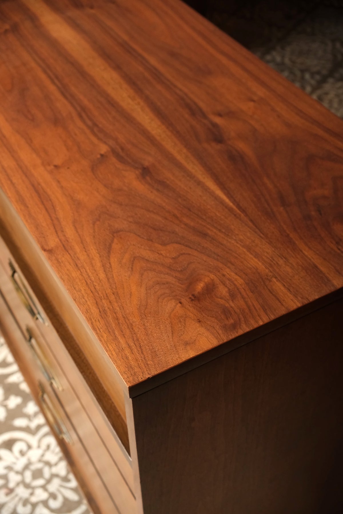 Mid-Century Modern Dark Walnut Tallboy Dresser by Deilcraft