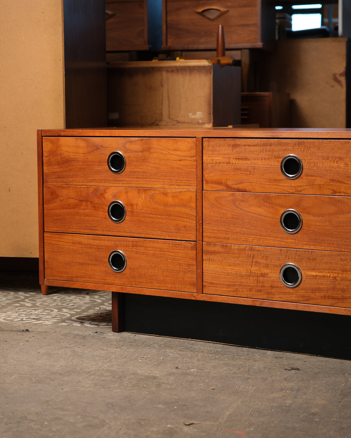 Mid-Century Modern Teak 9-Drawer Dresser by RS Associates