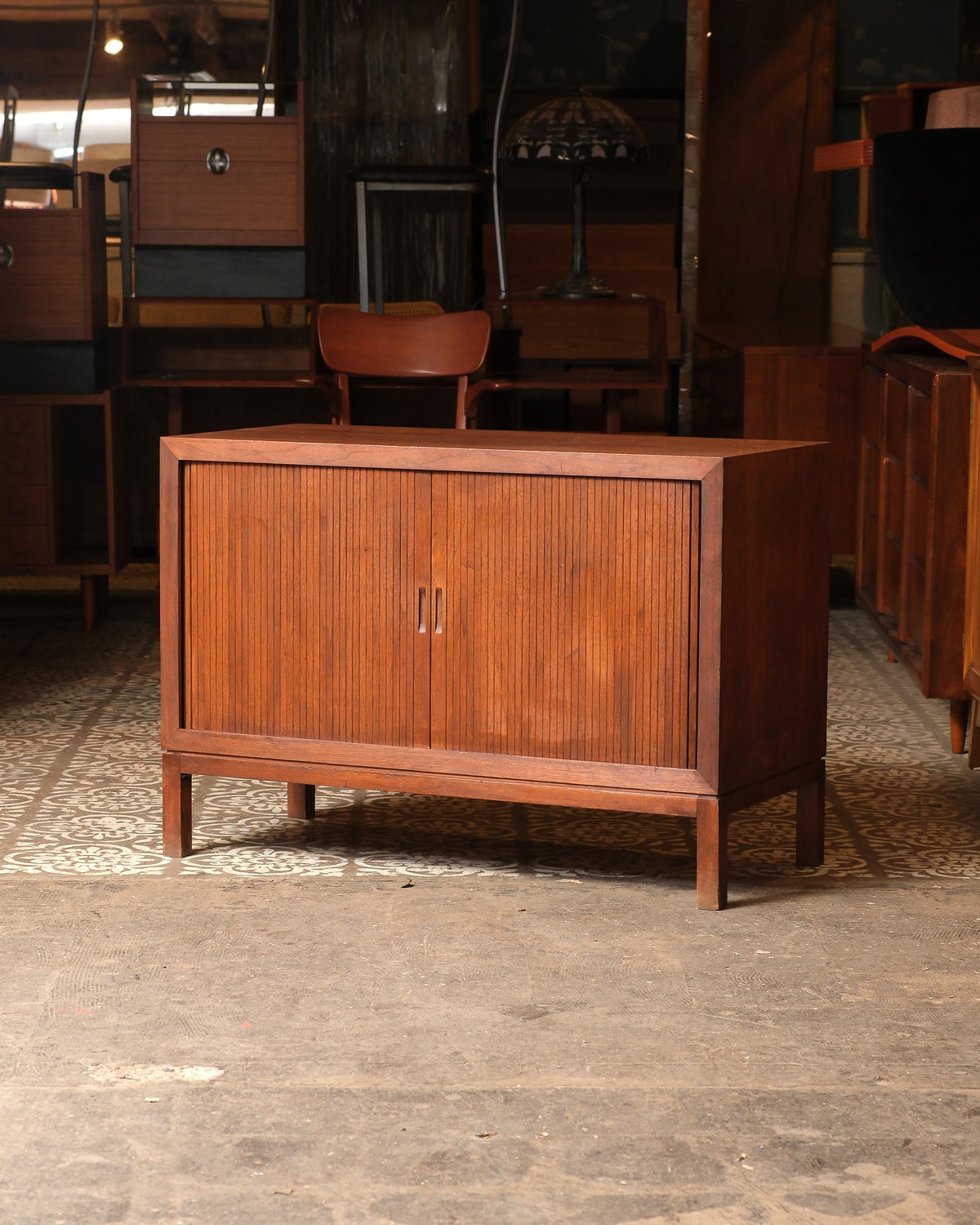 Mid-Century Modern Walnut Tambour Door Cabinet by B.K. Johl Inc.