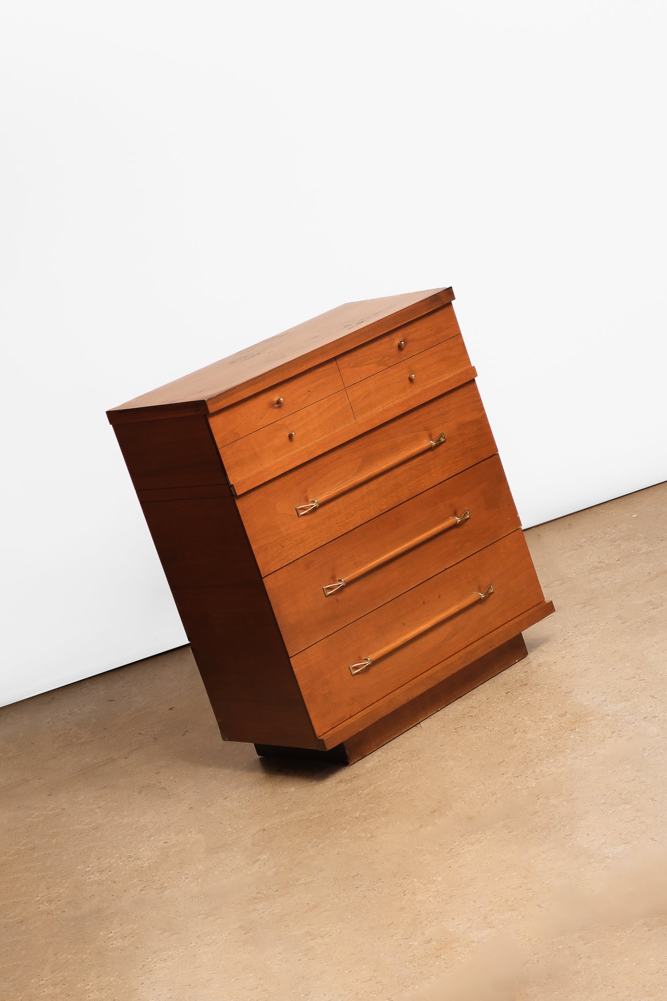 MCM Walnut Wide Tallboy Dresser