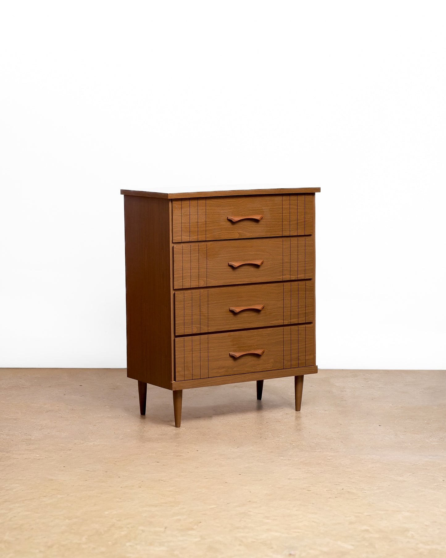 MCM Walnut Tallboy Dresser