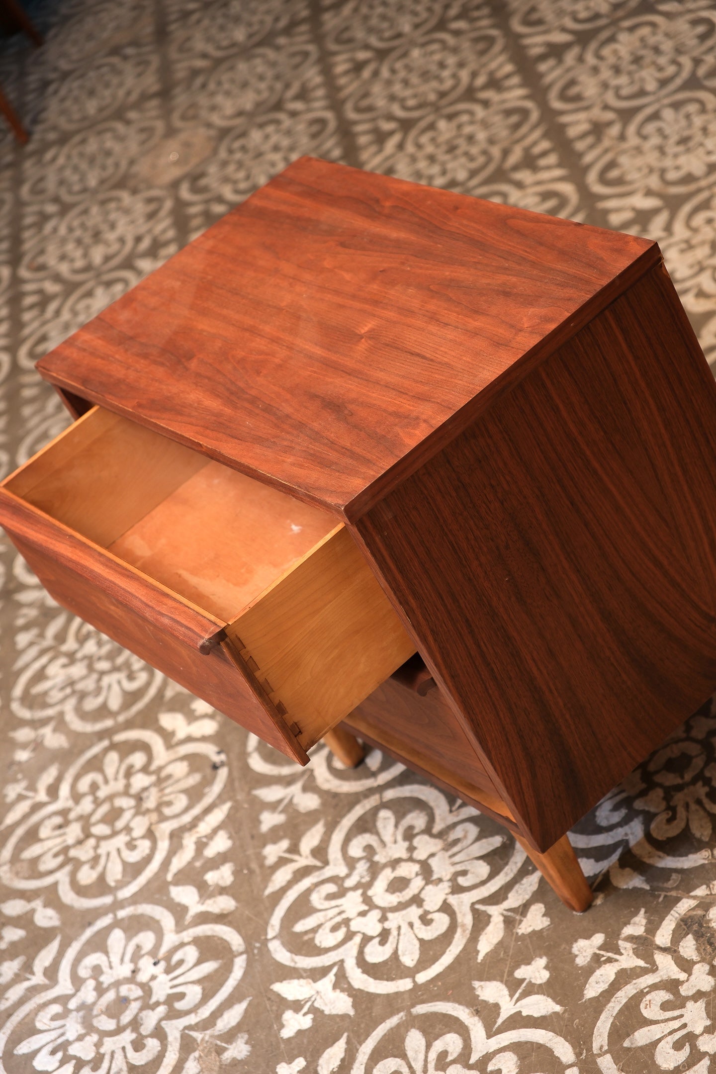 MCM Refurbished Walnut Nightstand