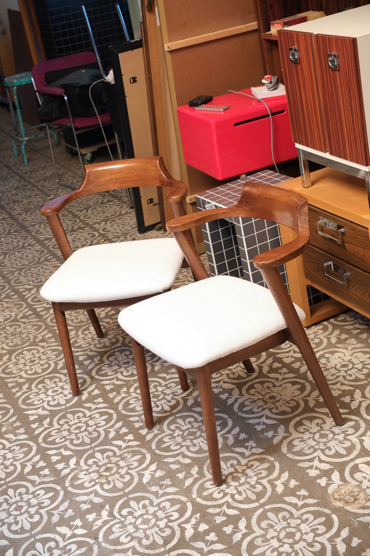 MCM Style Walnut Chair Set