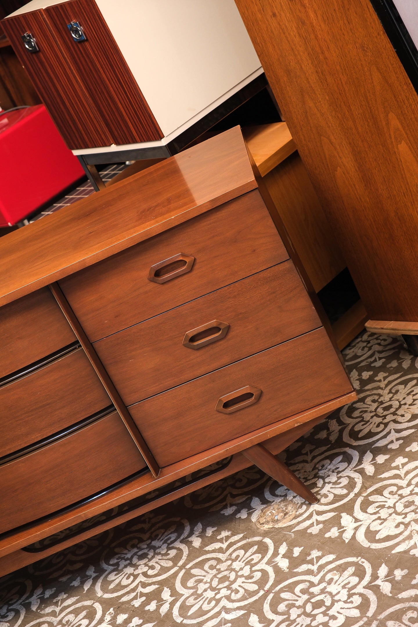 MCM Refurbished Wide Walnut Dresser