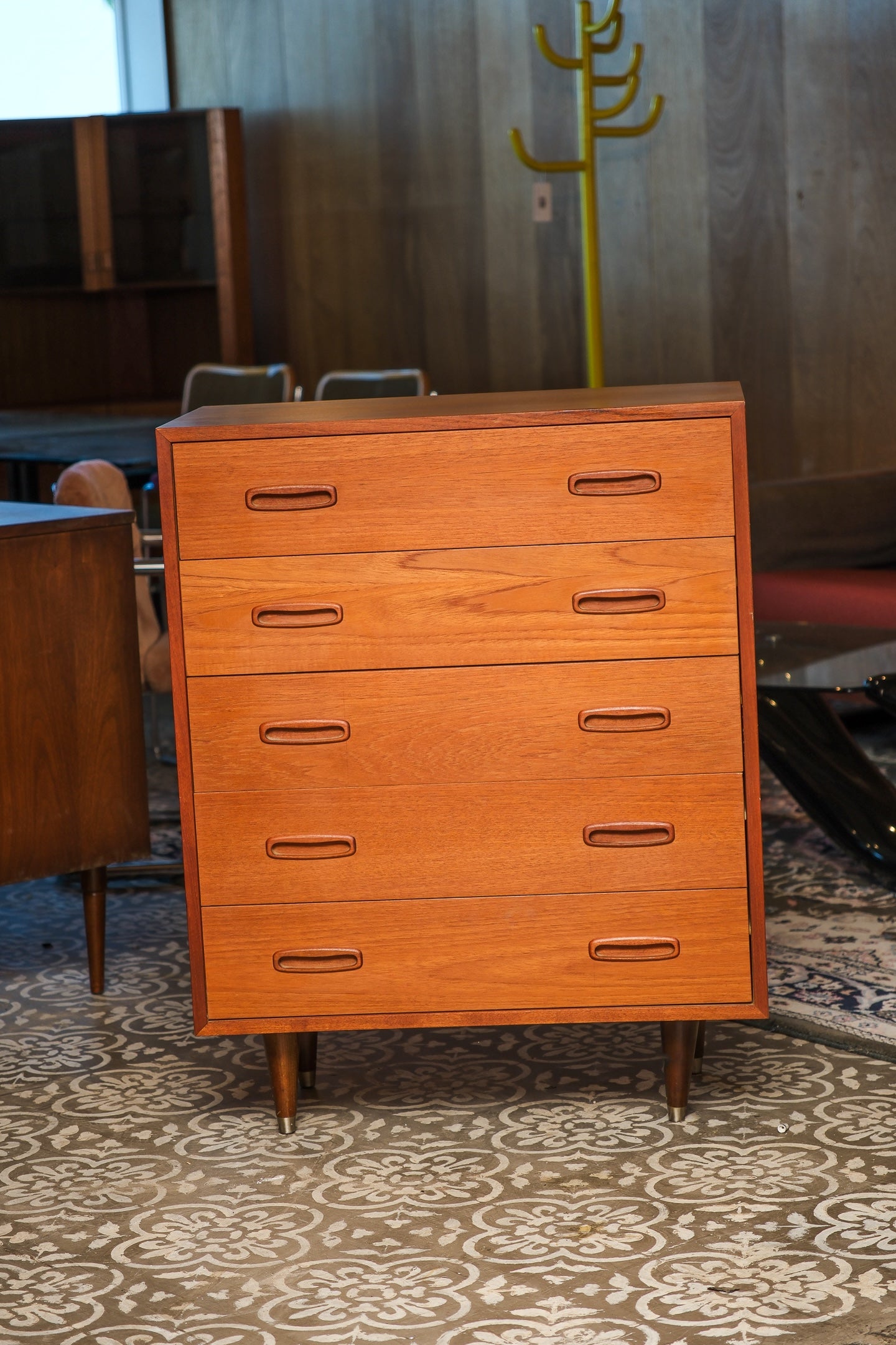 MCM Teak Tallboy Dresser By Domino Møbler