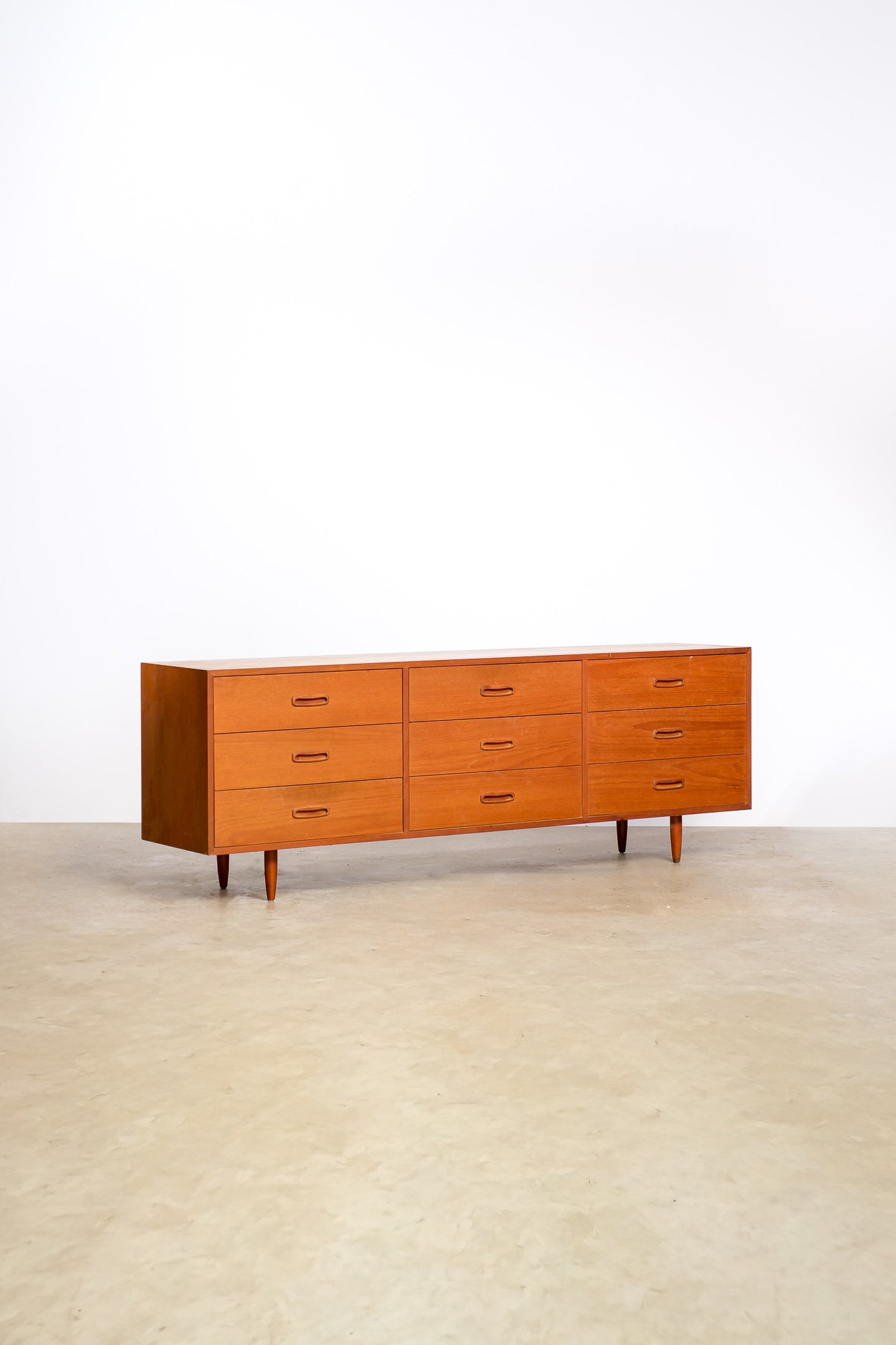 MCM Teak Minimalist Dresser By Domino Møbler