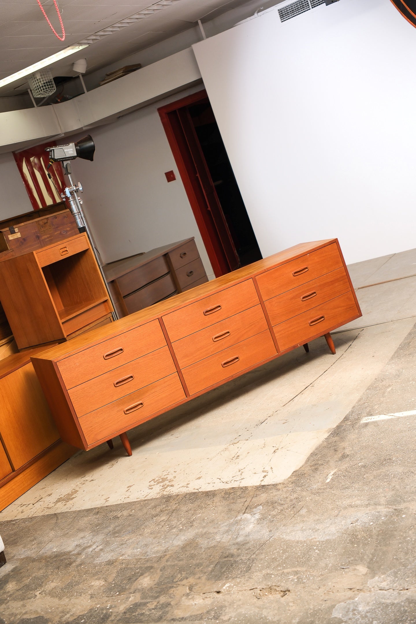 MCM Teak Minimalist Dresser By Domino Møbler