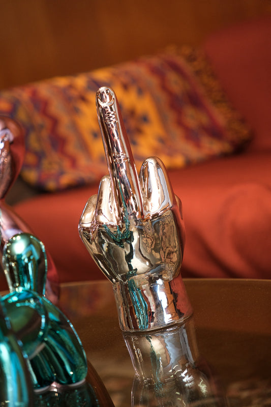 Silver Middle Finger Tabletop Sculpture