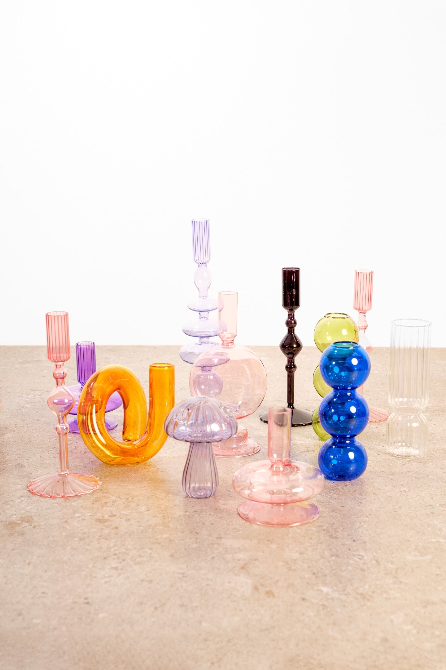 Pink Glass Minimalist Candle Holder