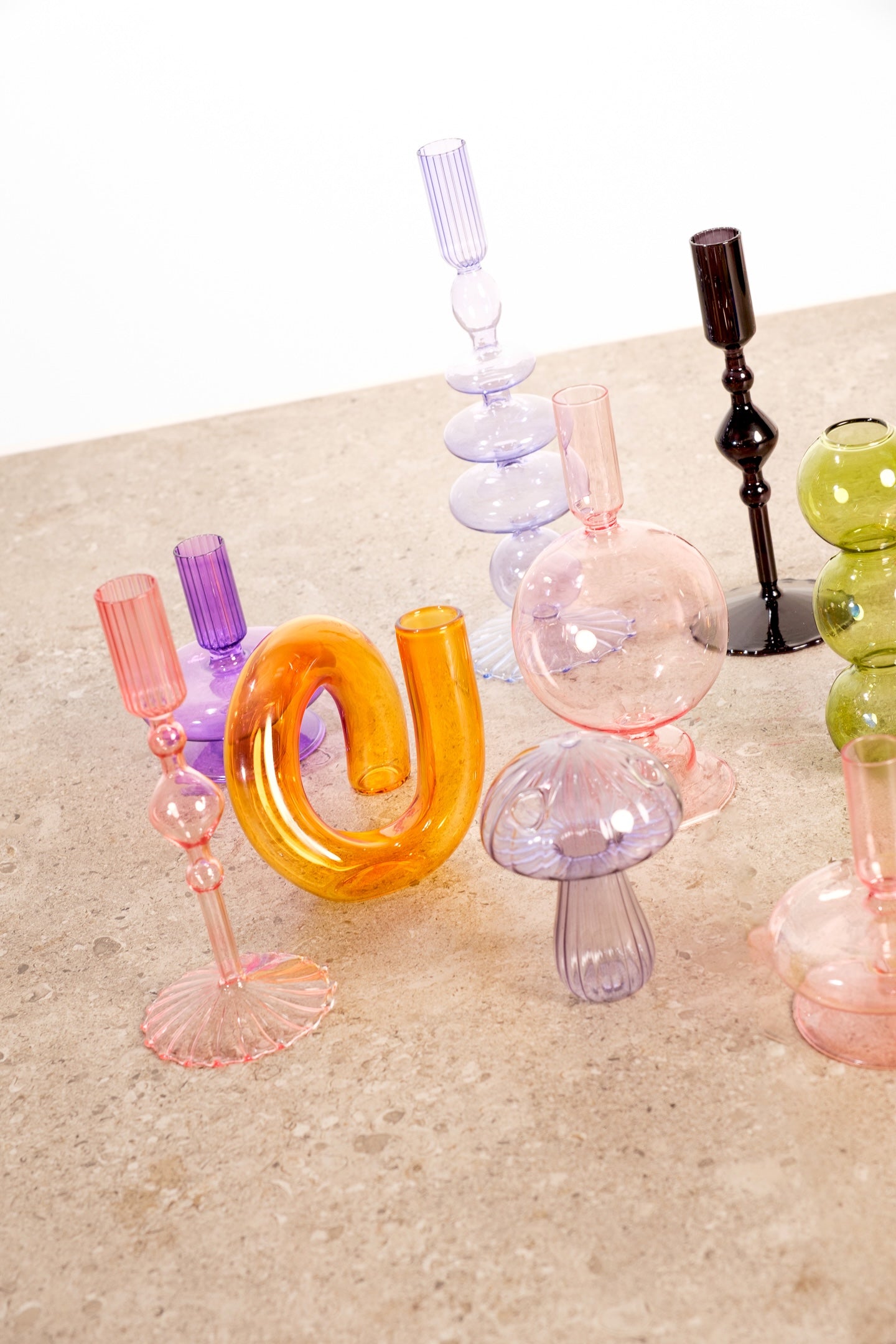 Pink Glass Minimalist Candle Holder