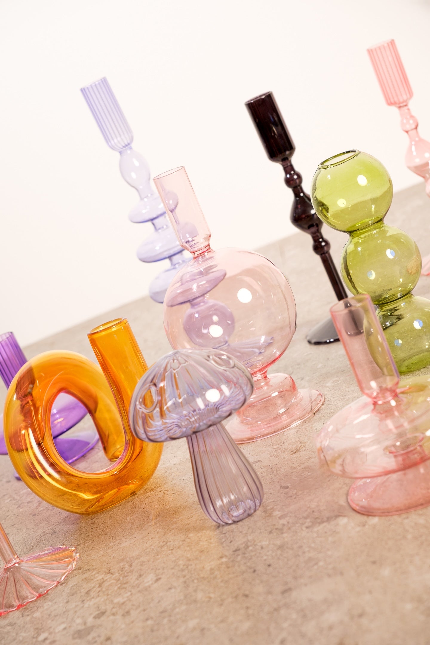 Pink Glass Minimalist Candle Holder