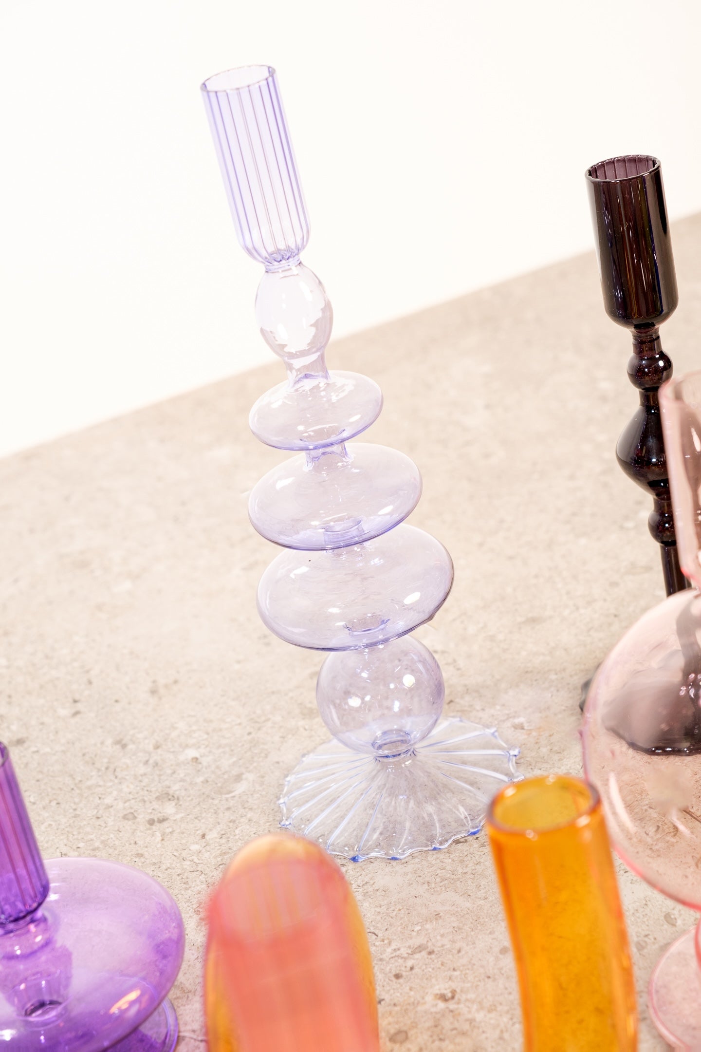 Lavender Glass Candle Holder