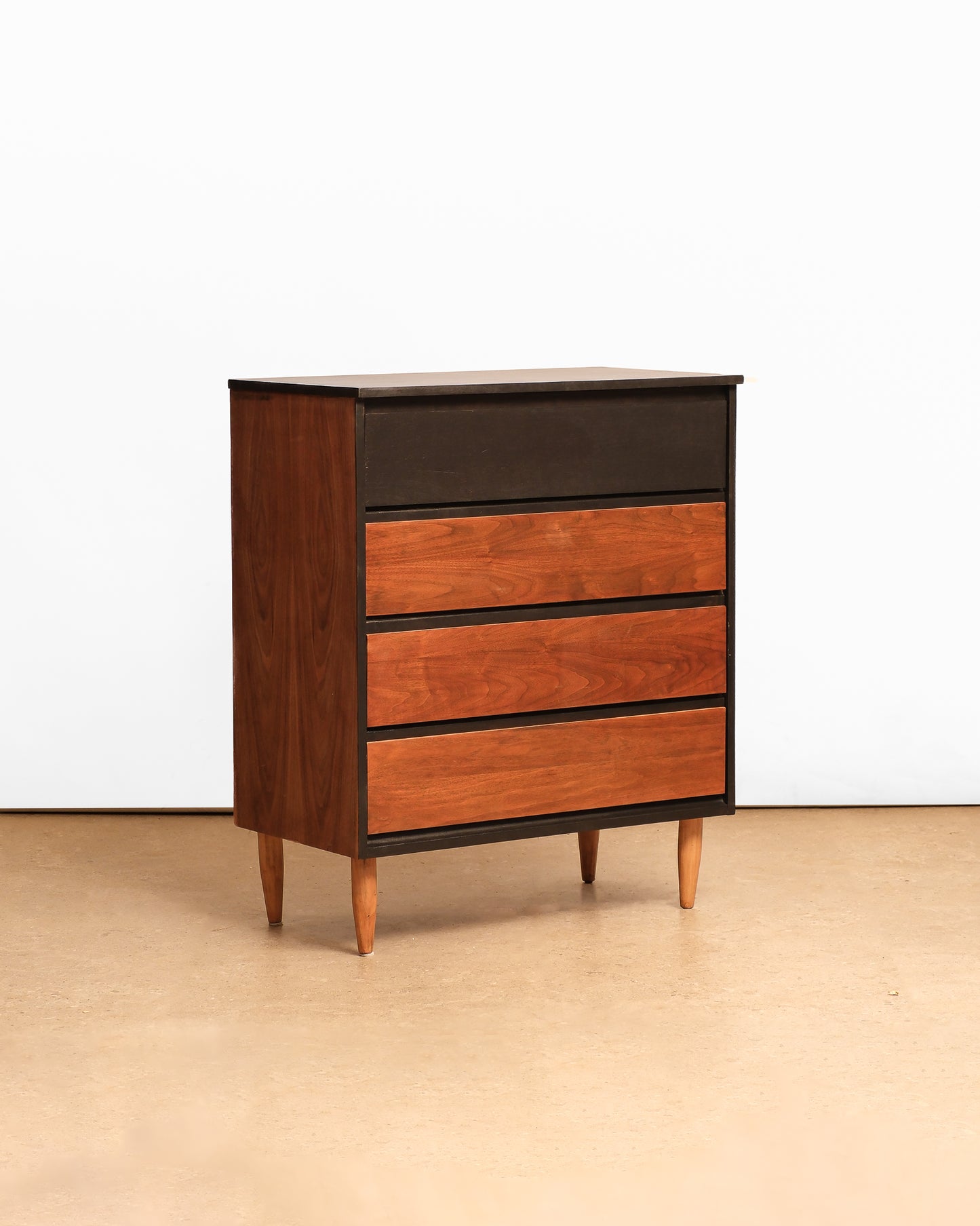 MCM Dark Walnut Tallboy Dresser
