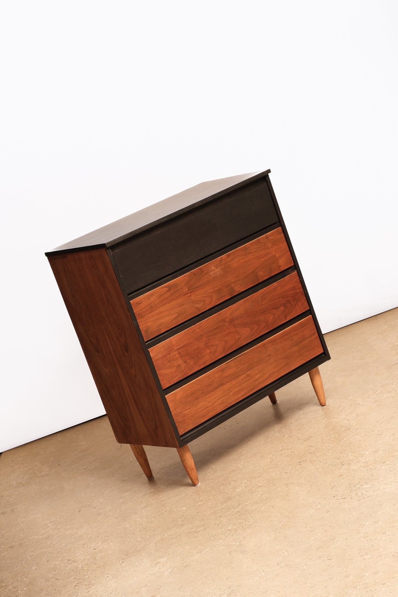 MCM Dark Walnut Tallboy Dresser