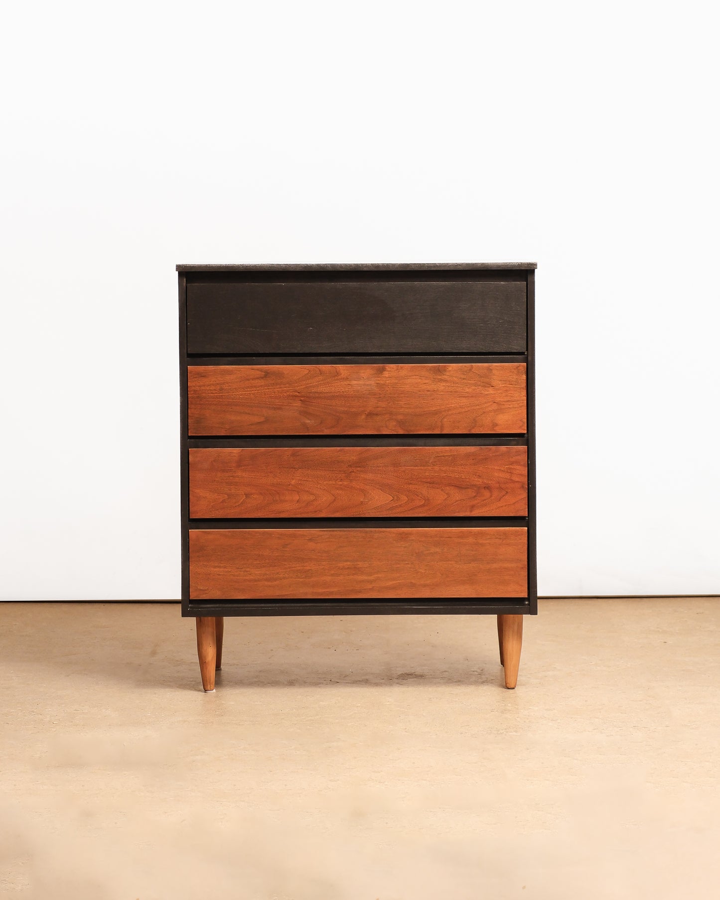 MCM Dark Walnut Tallboy Dresser