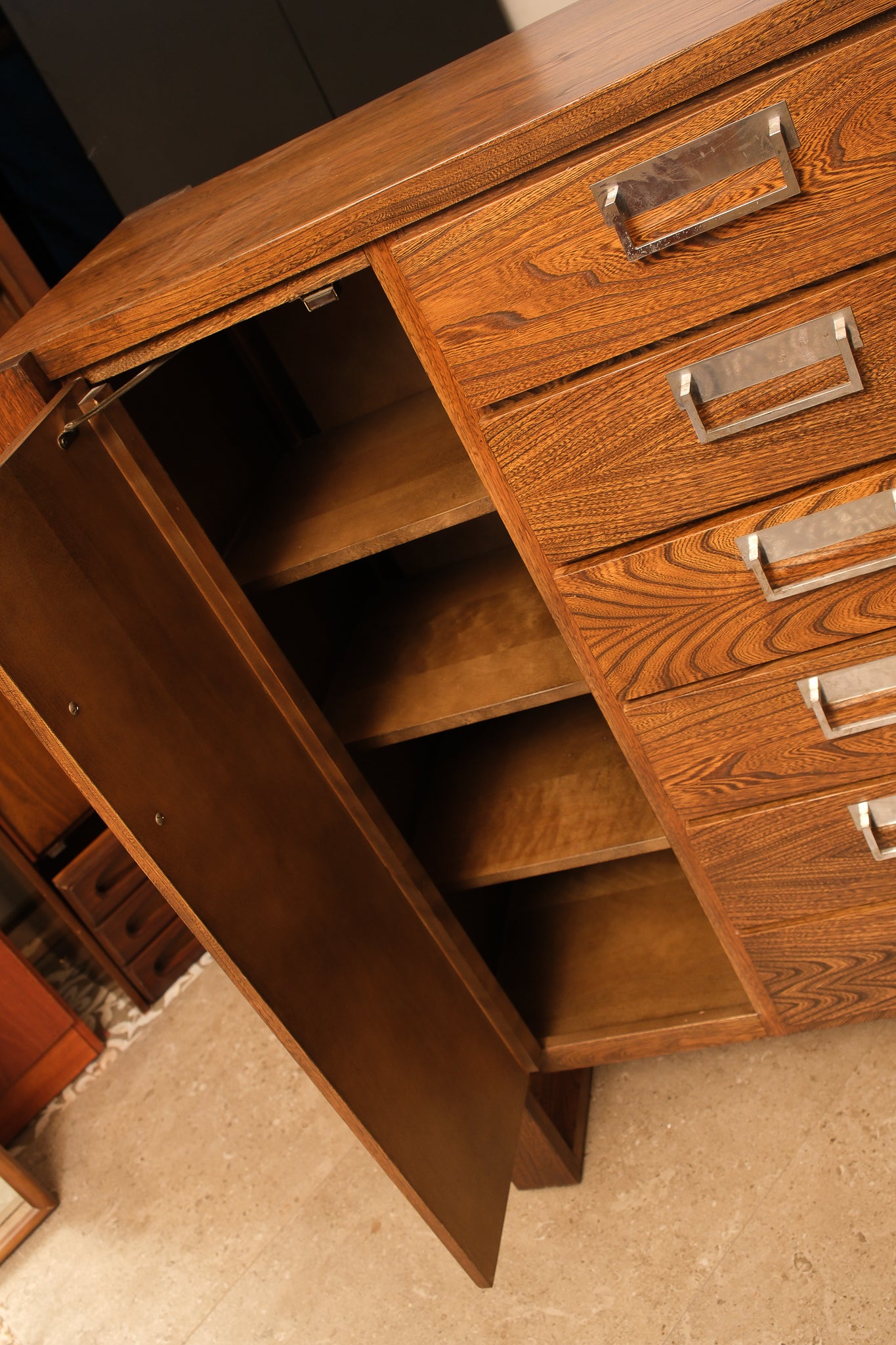 MCM Dark Walnut Tallboy Dresser By Princeville