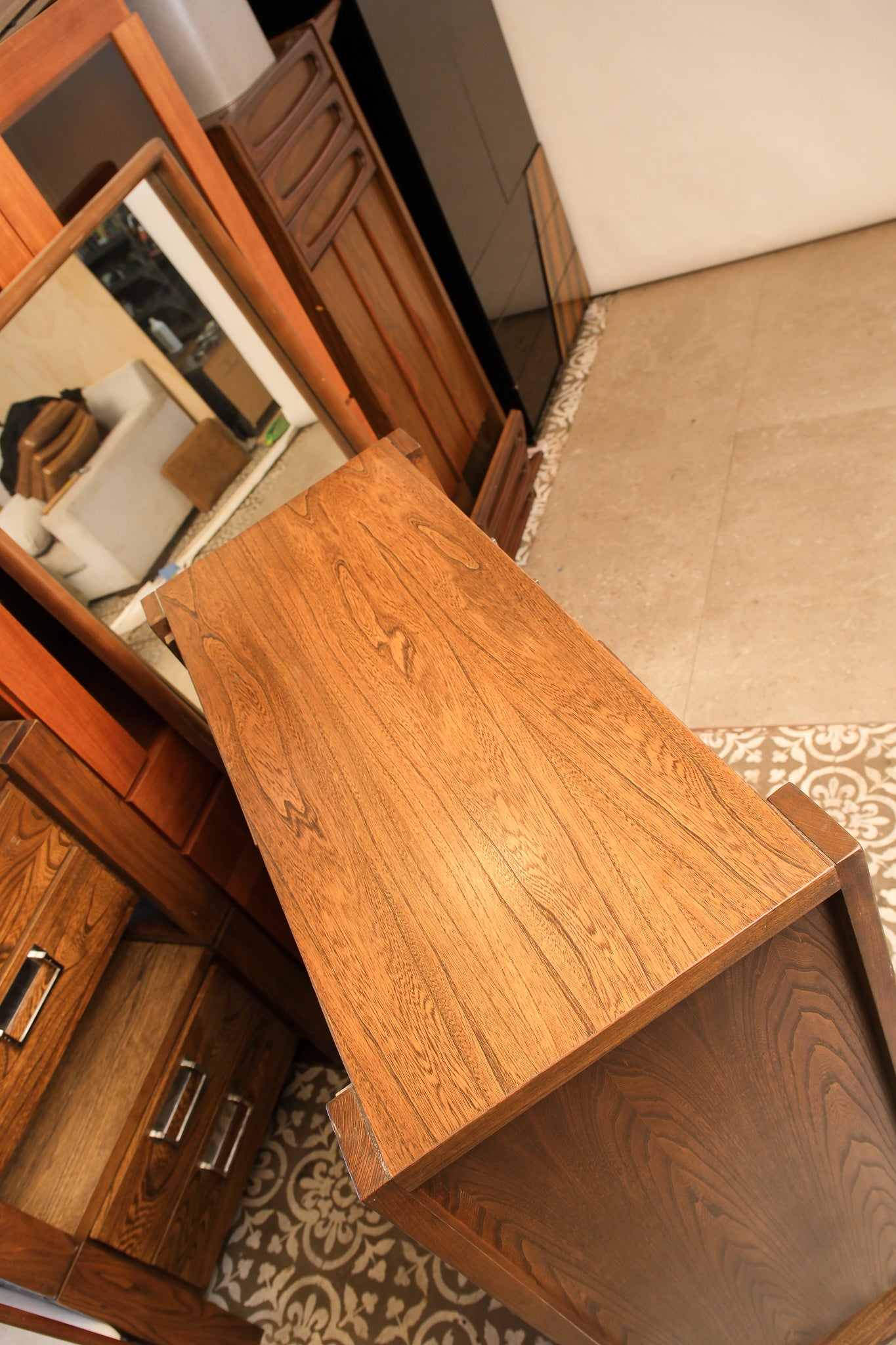 MCM Dark Walnut Tallboy Dresser By Princeville