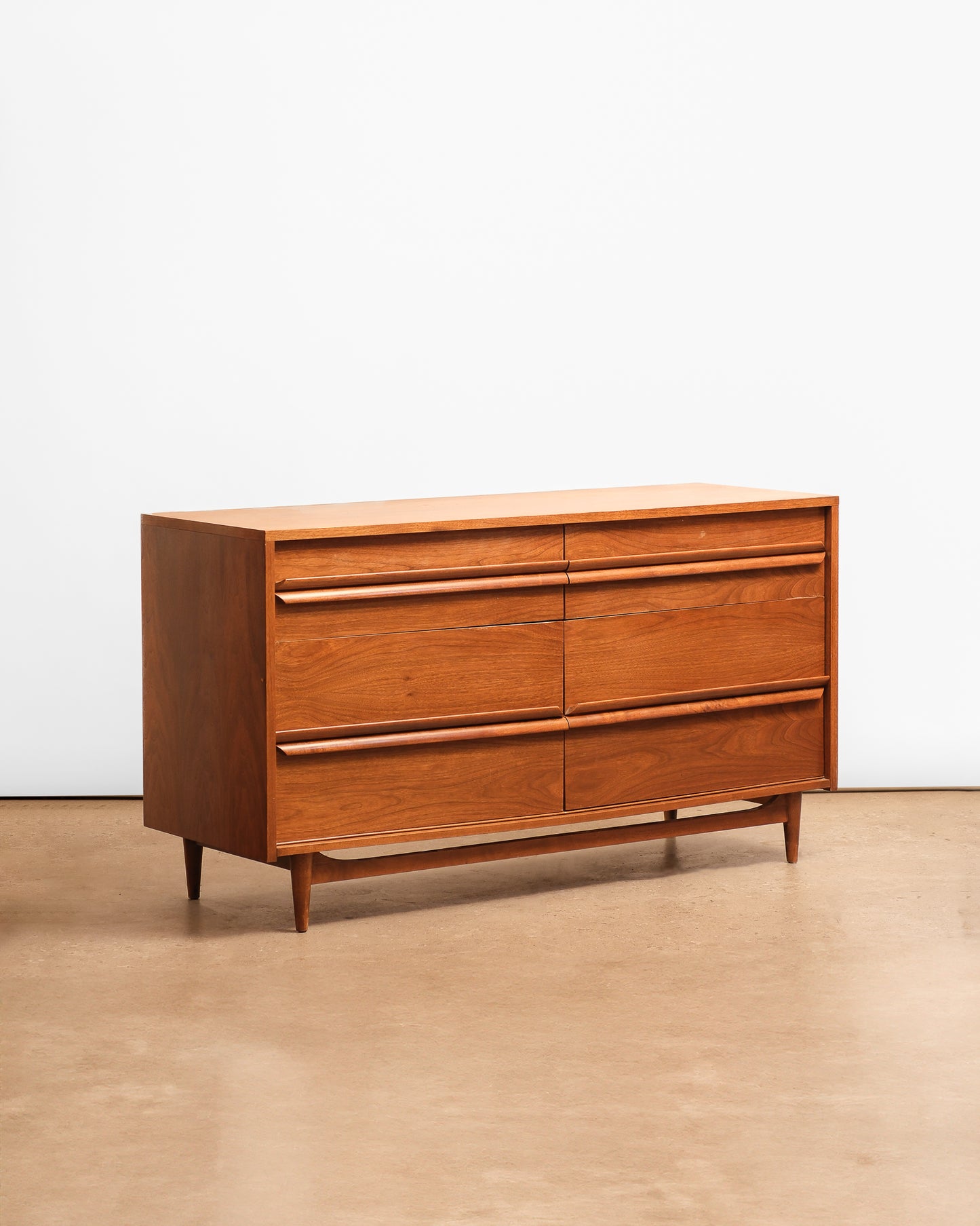MCM Solid Walnut Wide Dresser By Gibbard